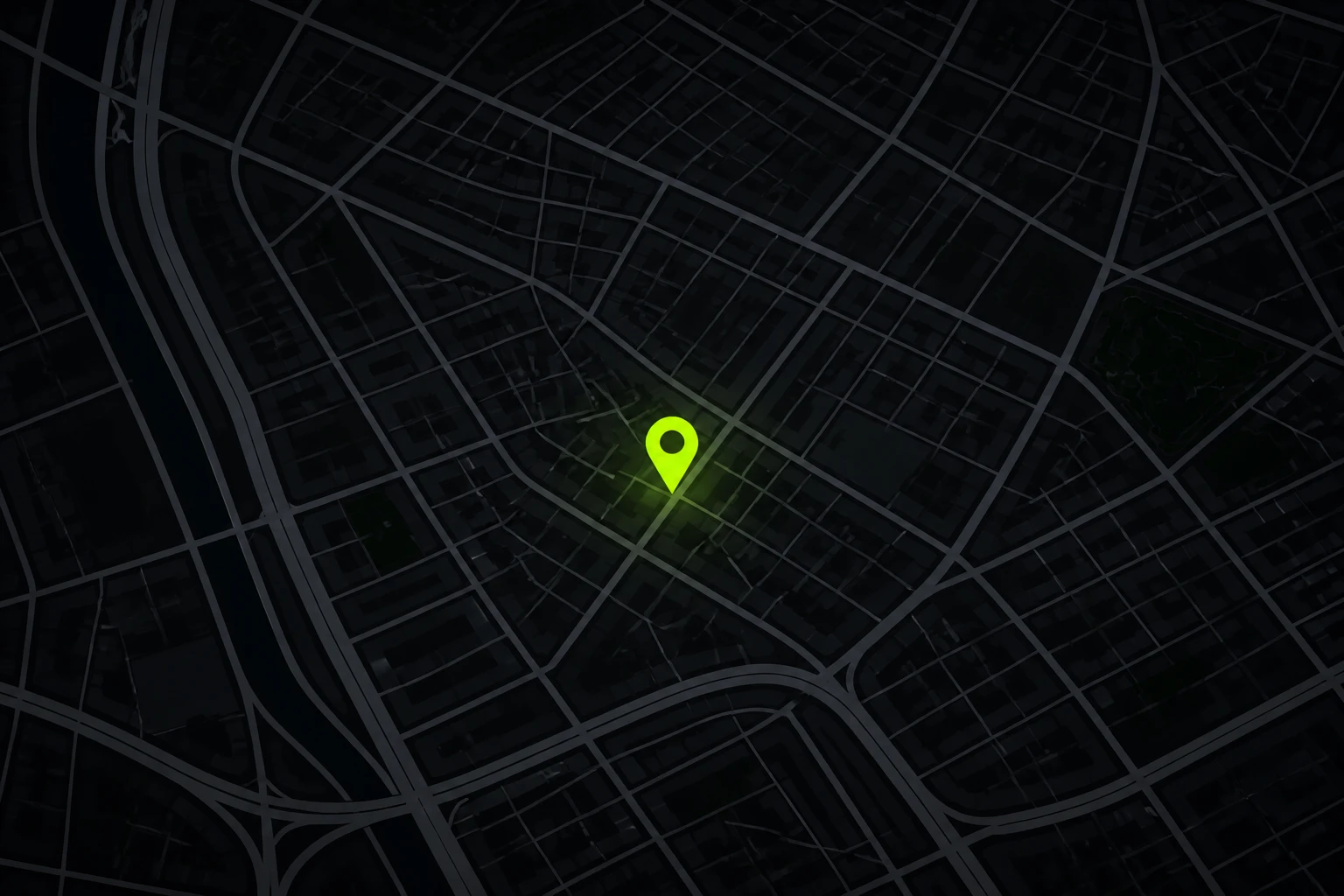 Mapa estilizado escuro mostrando a localização da box em Pinheiros, São Paulo