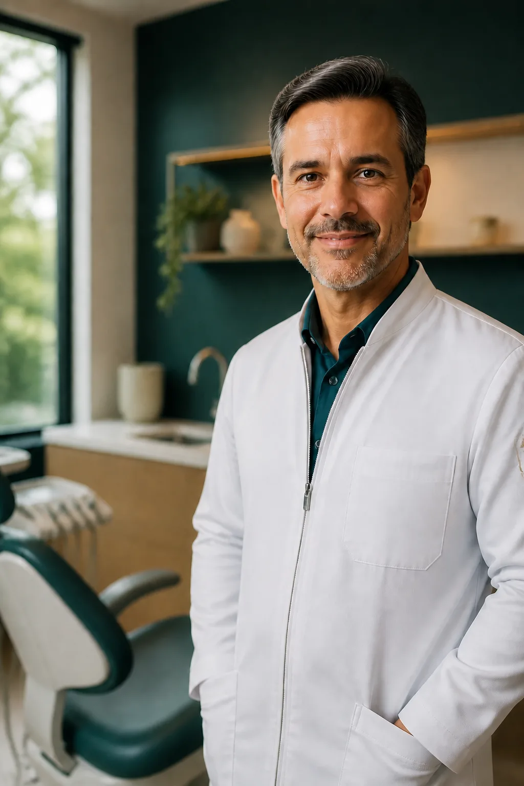 Dr. Rafael Menezes, cirurgião-dentista especialista em Implantodontia, em seu consultório em Criciúma/SC